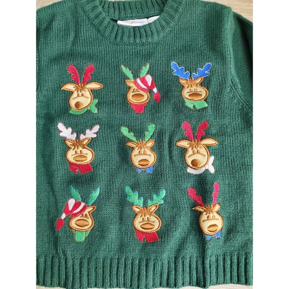 B.T. Kids Green Christmas Reindeer Sweater Size 2T - Picture 2 of 5